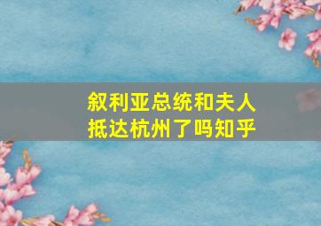 叙利亚总统和夫人抵达杭州了吗知乎