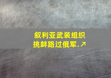 叙利亚武装组织挑衅路过俄军.↗