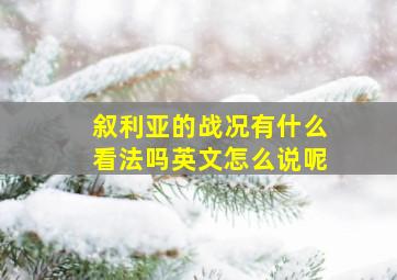 叙利亚的战况有什么看法吗英文怎么说呢