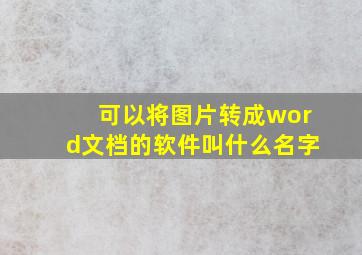 可以将图片转成word文档的软件叫什么名字