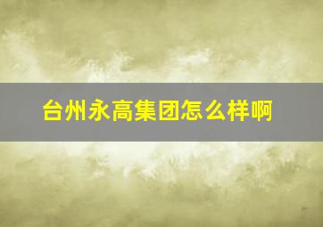 台州永高集团怎么样啊