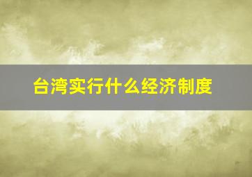 台湾实行什么经济制度