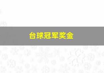 台球冠军奖金