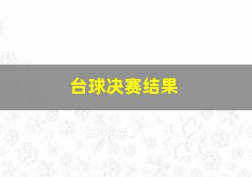 台球决赛结果