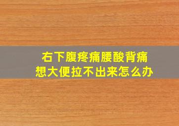 右下腹疼痛腰酸背痛想大便拉不出来怎么办