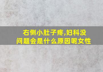 右侧小肚子疼,妇科没问题会是什么原因呢女性