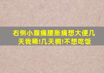 右侧小腹痛腰胀痛想大便几天我稀!几天稠!不想吃饭