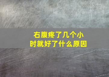 右腹疼了几个小时就好了什么原因