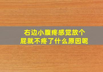 右边小腹疼感觉放个屁就不疼了什么原因呢