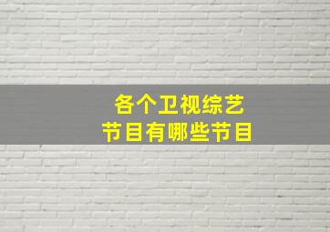 各个卫视综艺节目有哪些节目