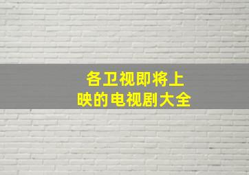 各卫视即将上映的电视剧大全