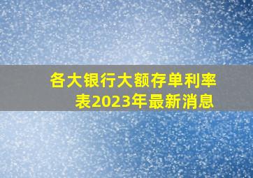 各大银行大额存单利率表2023年最新消息