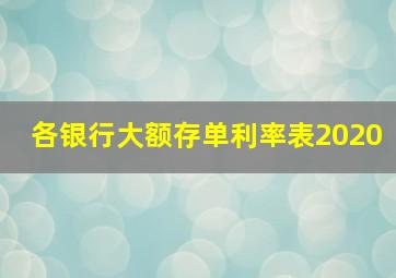 各银行大额存单利率表2020