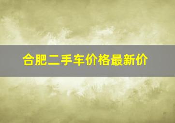 合肥二手车价格最新价