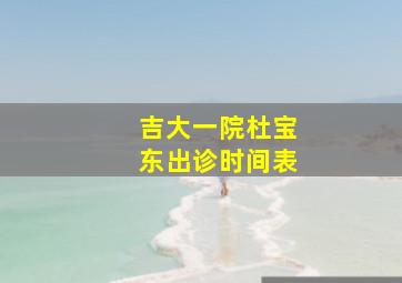 吉大一院杜宝东出诊时间表