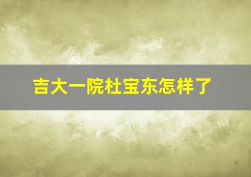 吉大一院杜宝东怎样了