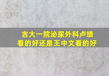 吉大一院泌尿外科卢绩看的好还是王中文看的好