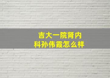 吉大一院肾内科孙伟霞怎么样