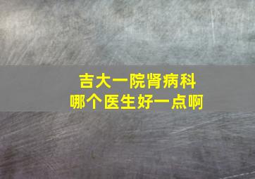 吉大一院肾病科哪个医生好一点啊