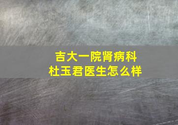 吉大一院肾病科杜玉君医生怎么样