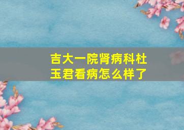 吉大一院肾病科杜玉君看病怎么样了