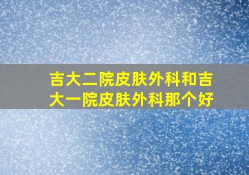 吉大二院皮肤外科和吉大一院皮肤外科那个好