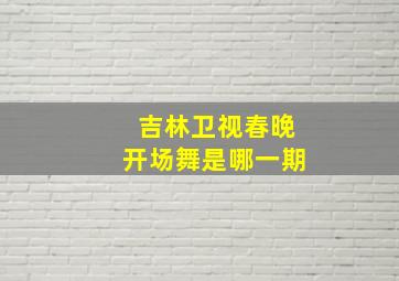 吉林卫视春晚开场舞是哪一期