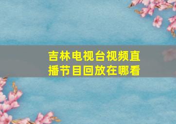 吉林电视台视频直播节目回放在哪看