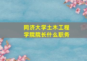 同济大学土木工程学院院长什么职务