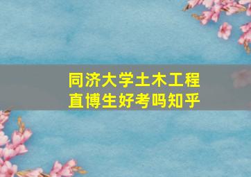 同济大学土木工程直博生好考吗知乎