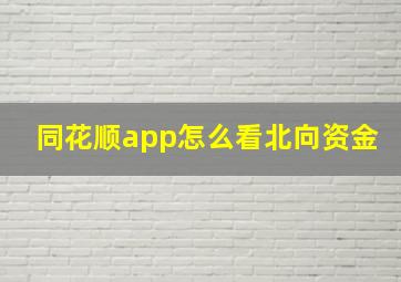 同花顺app怎么看北向资金