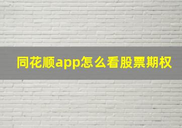 同花顺app怎么看股票期权