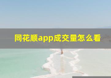 同花顺app成交量怎么看