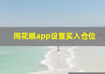 同花顺app设置买入仓位