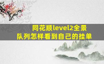 同花顺level2全景队列怎样看到自己的挂单