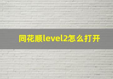 同花顺level2怎么打开