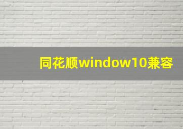 同花顺window10兼容