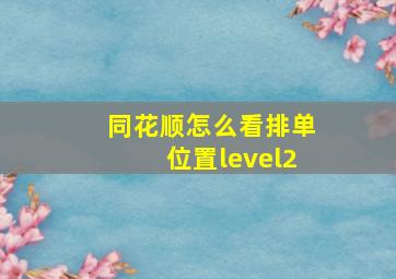 同花顺怎么看排单位置level2