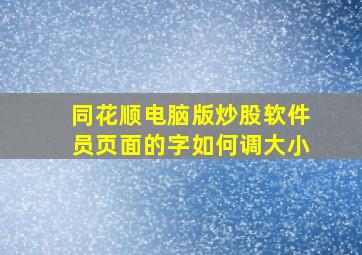 同花顺电脑版炒股软件员页面的字如何调大小