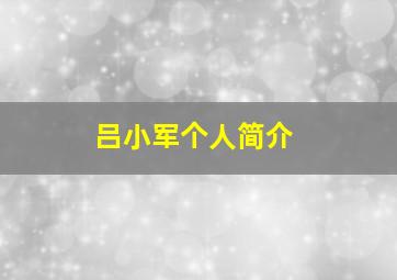 吕小军个人简介