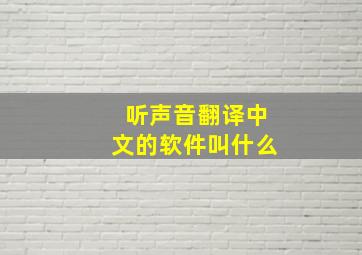 听声音翻译中文的软件叫什么