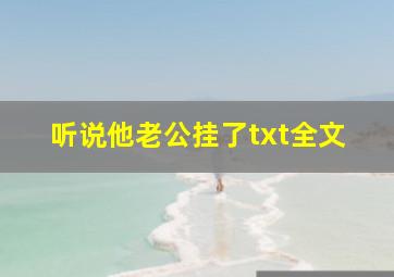 听说他老公挂了txt全文