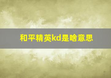 和平精英kd是啥意思