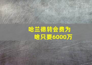 哈兰德转会费为啥只要6000万