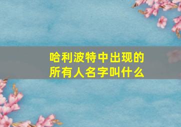 哈利波特中出现的所有人名字叫什么