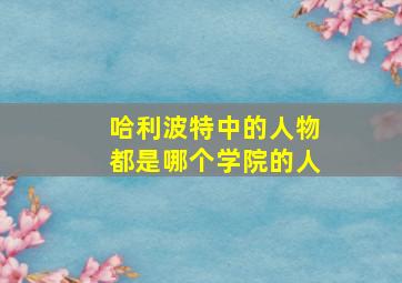 哈利波特中的人物都是哪个学院的人