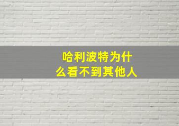 哈利波特为什么看不到其他人