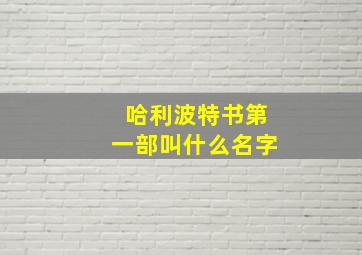 哈利波特书第一部叫什么名字