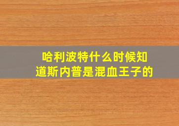 哈利波特什么时候知道斯内普是混血王子的