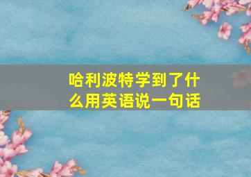 哈利波特学到了什么用英语说一句话